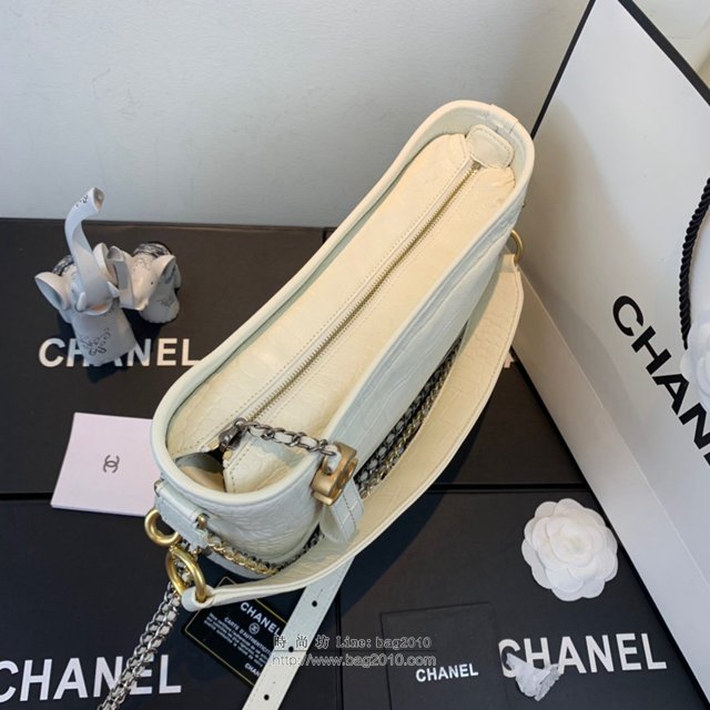 Chanel女包 91810 2019新款 Chanel Gabrielle鱷魚流浪包 皮裹鏈條 香奈爾肩背包 香奈兒流浪包  djc2622